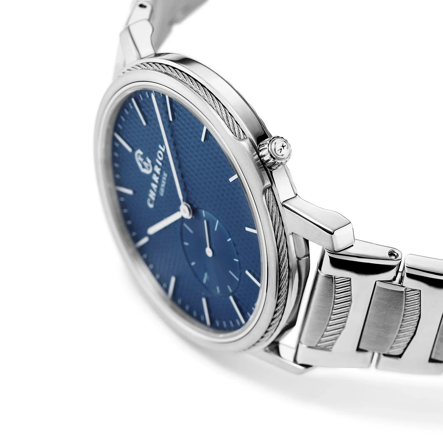 CELTIC® LEGACY, 40MM, QUARTZ CALIBRE, BLUE "CLOUS DE PARIS" DIAL, STEEL BEZEL, METAL BRACELET - Image 2
