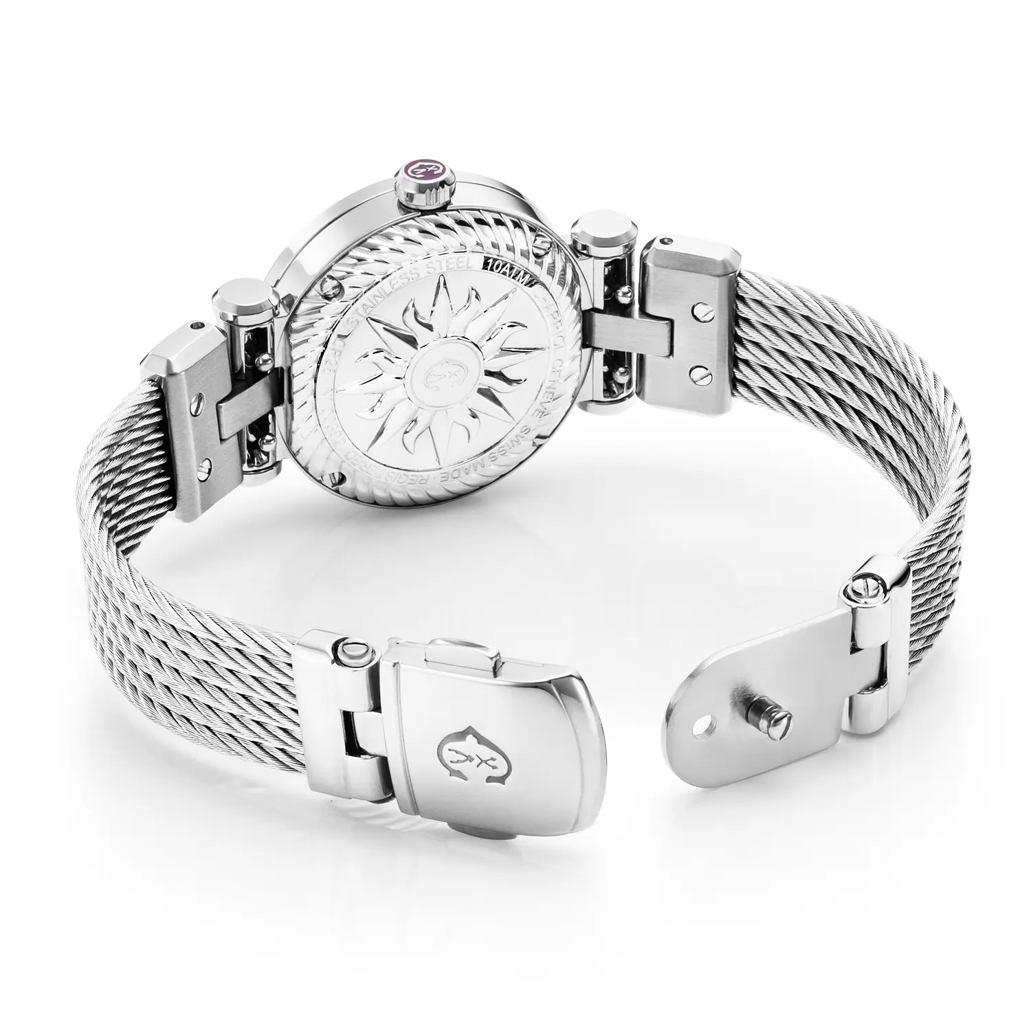NAVIGATOR CRUISE, 28MM, QUARTZ CALIBRE, MOTHER-OF-PEARL WITH 12 DIAMONDS DIAL, "CHARRIOL CHARRIOL" BEZEL, STEEL CABLE INTERCHANGEABLE BRACELET - Image 3