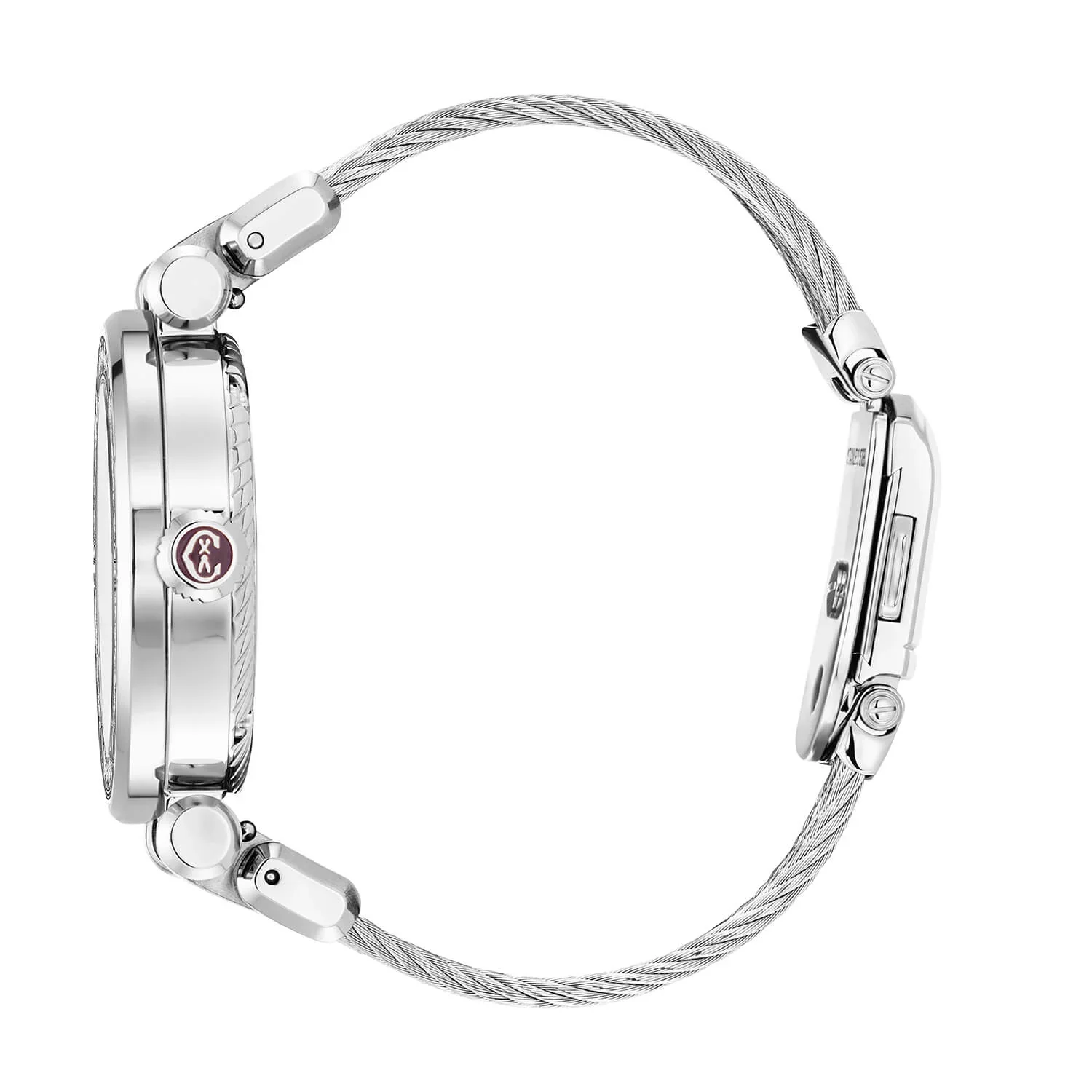 NAVIGATOR CRUISE, 36MM, QUARTZ CALIBRE, WHITE MOTHER-OF-PEARL AND MATT WHITE SUN CENTER WITH 12 ROMAN FIGURES DIAL, STEEL WITH 30 DIAMONDS BEZEL, STEEL INTERCHANGEABLE CABLE BRACELET - Image 3