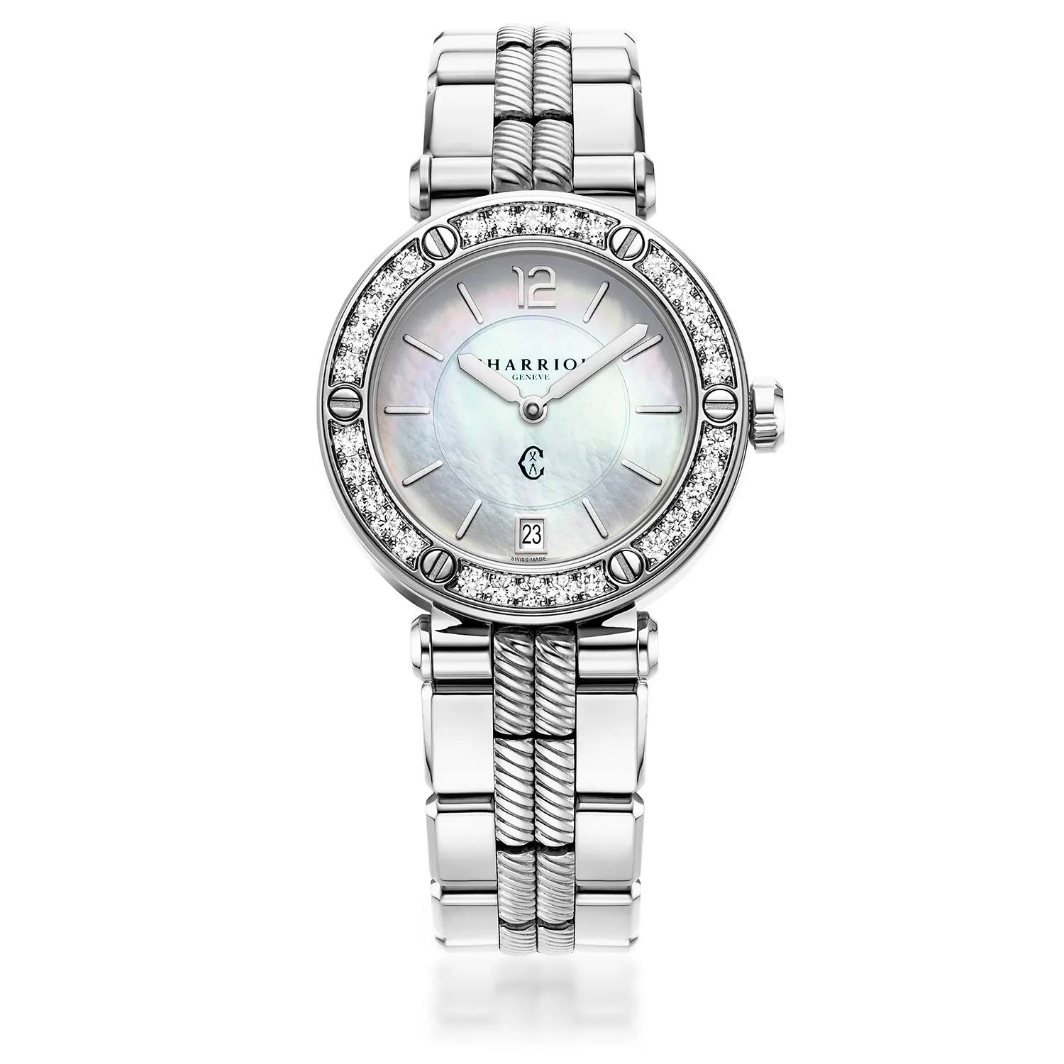 NAVIGATOR CRUISE, 36MM, QUARTZ CALIBRE, MOTHER-OF-PEARL DIAL, 30 DIAMONDS BEZEL, STEEL INTERCHANGEABLE BRACELET - Image 4