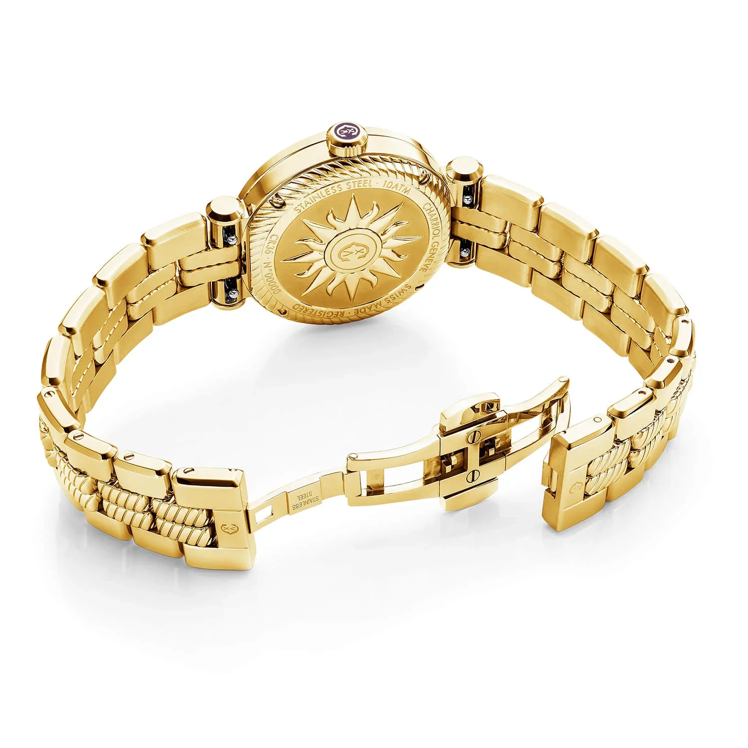 NAVIGATOR CRUISE, 36MM, QUARTZ CALIBRE, WHITE MOTHER-OF-PEARL WITH 12 ROMAN FIGURES DIAL, STEEL YELLOW GOLD PVD "CHARRIOL CHARRIOL" WITH 2 SCREWS BEZEL, METAL YELLOW GOLD PVD INTERCHANGEABLE BRACELET - Image 2