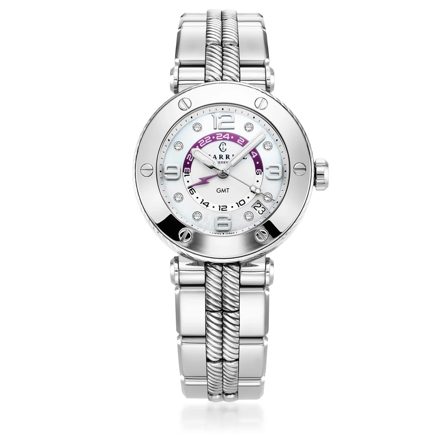 NAVIGATOR SURF GMT, 36MM, QUARTZ GMT CALIBRE, WHITE DIAL, 6 SCREWS BEZEL, STEEL INTERCHANGEABLE BRACELET - Image 4