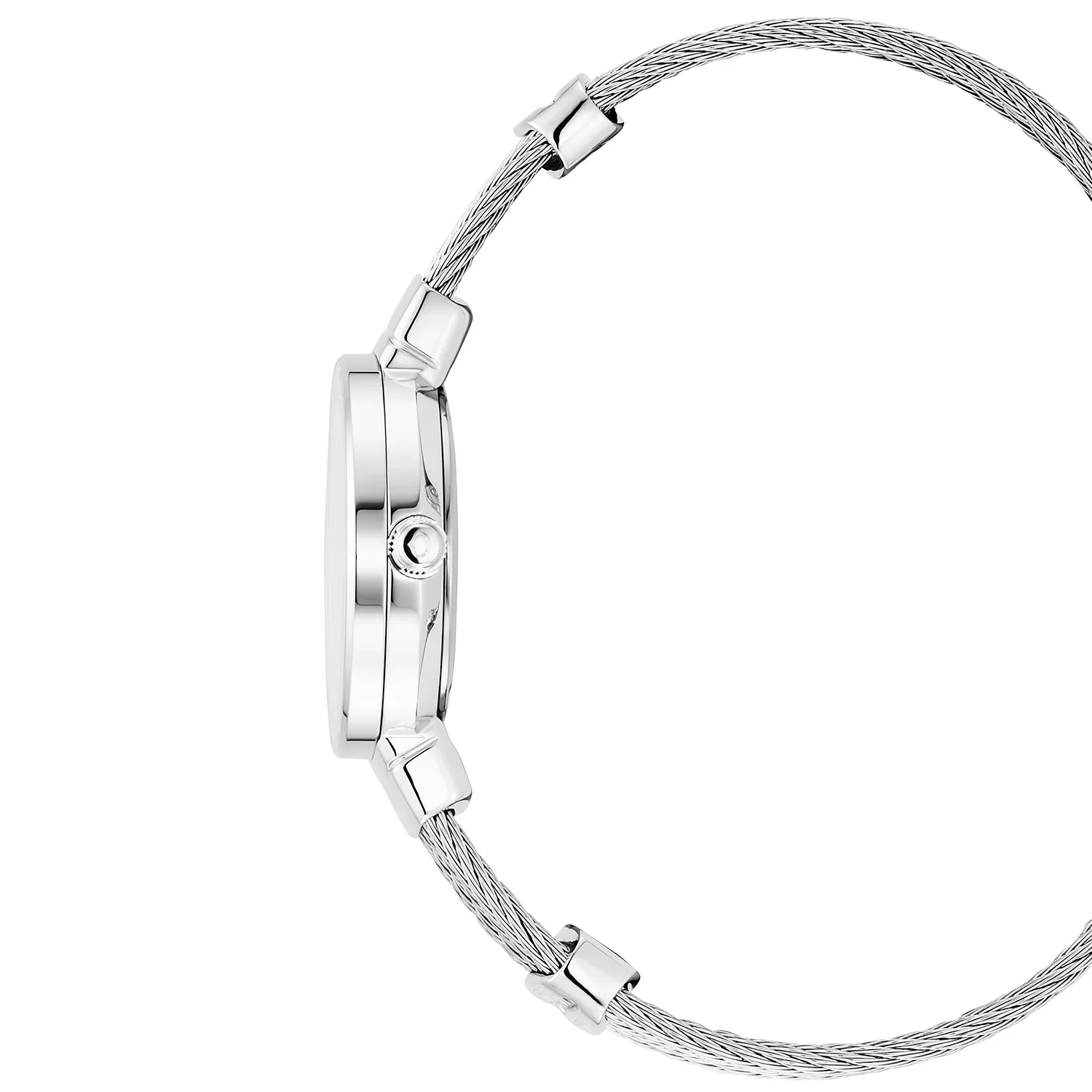 ST TROPEZ®, 25MM, QUARTZ CALIBRE, MOTHER-OF-PEARL WITH ROMAN DIAL, STEEL BEZEL, STEEL CABLE BRACELET & STEEL DECORS - Image 3