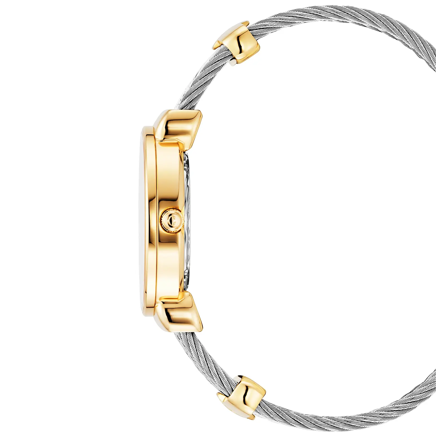ST TROPEZ® ICON, 30MM, QUARTZ CALIBRE, WHITE MOTHER-OF-PEARL HEART DIAL, MOTHER-OF-PEARL WITH 8 DIAMONDS BEZEL, STEEL CABLE BRACELET & YELLOW GOLD PVD DECORS - Image 3