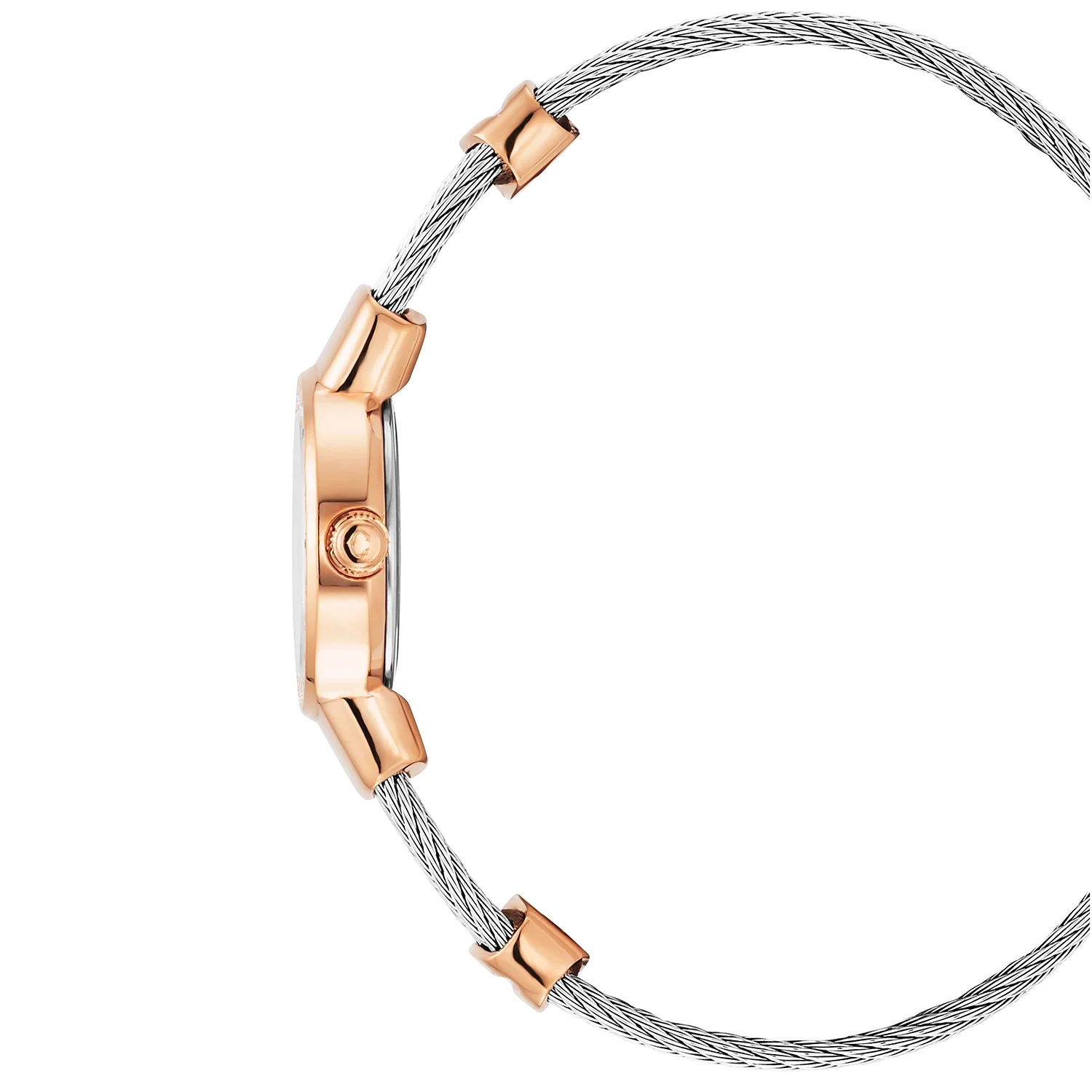 ST TROPEZ®, 20MM, QUARTZ CALIBRE, MOTHER-OF-PEARL DIAL, STEEL ROSE GOLD PVD WITH 24 DIAMONDS BEZEL, STEEL CABLE BRACELET - Image 3
